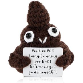 Mini Funny Positive Potato, 3 Inch Positive Potato Crochet Rainbow Cute Wool Funny Knitted Positive Potato Doll with Wood Base Cheer up Gifts for Birthday Friends Party Decoration Encouragement