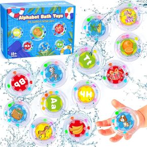 Mold Free Bath Toys with Bell for Newborns/Baby/Toddlers/Kids, Bathtub and Baby Pool Floating Bath Foam Toy, A to Z ABC Alphabet Letters for Learning + Early Educational Toys for Ages 0-3 Boys Girls