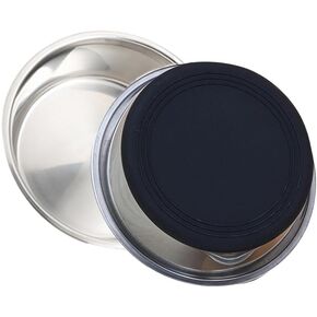 Stainless Steel Metal Dog Bowl Anti-Slip Weighted Pet Bowls with Rubber Base for Cats and Dogs 2 Pack (Gray, 8 Cup)