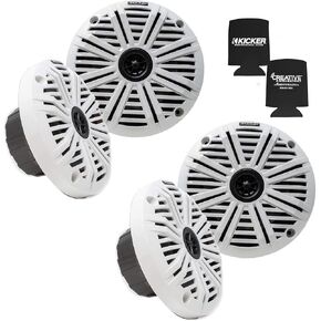 Kicker 6.5" Marine Speakers (2 Pair) White Salt Water Grills OEM Replacement Speakers