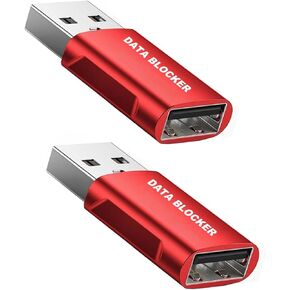 USB Data Blocker -Protect Against Juice Jacking,Hack Proof 100% Guaranteed, Protection from Illegal Downloading, Any Other USB Device Charging, USB- Data Blocker (2 Red)