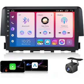 2GB+64GB Car Stereo Radio for Honda Civic 2016-2021, Android 12 Wireless Carplay/Android Auto, 9" 1280 * 800 IPS Touch Screen with GPS Navigation, Bluetooth, Backup Camera, WiFi, FM Radio