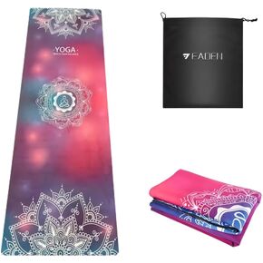 IEADEN 𝐓𝐫𝐚𝐯𝐞𝐥 𝐘𝐨𝐠𝐚 𝐌𝐚𝐭 - Foldable & Lightweight , Eco-Friendly Yoga Mat with Carrying Bag | Non-Slip & Absorbent Suede Mat, Ideal for Yoga, Pilates, Hot Yoga, Workout - 72"L x 26"W x 1.5mm Thick