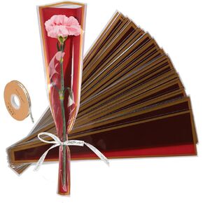 LENSARKU 60PCS Single Rose Sleeves, Plastic Single Flower Wrapping Rose Packaging for Florist Bouquet Supplies Wedding Graduation Birthday Party Mother's Day Gift Bags