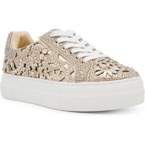 Betsey Johnson Women's Reily Sneaker, Light Gold, 8.5