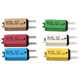 Circuit Breaker E37 DC 14V Auto Reset Fuse Low Profile ATC/ATO Fuse Kit 6 PCS 5A 10A 15A 20A 25A 30A for Boat Marine RV Yacht Battery Trailer Bus Truck