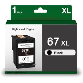 67XL Ink Cartridge Black Replacement for HP 67 XL 67 Black for Envy 6055 6055e 6052 6075 Envy Pro 6455 6455e 6475 6452 6458 DeskJet 4155 2755 2755e 4052 Printer (1 Black)