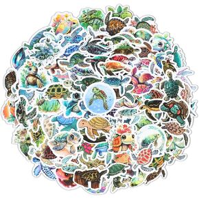 100Pcs Sea Turtle Stickers, Waterproof Colorful Sea Turtle Sticker, Cute Ocean Animals Stickers Birthday Party Scrapbook Skateboard Phone Laptop for Kids Girls Teens & Adults
