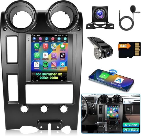 2+64G- for Hummer H2 2002-2009 Android Car Radio Stereo, Wireless Carplay Android Auto 9.7 Inch Touch Screen Bluetooth Car Audio Receiver GPS WiFi DVR Backup Camera FM/RDS HiFi SWC in Saudi Arabia