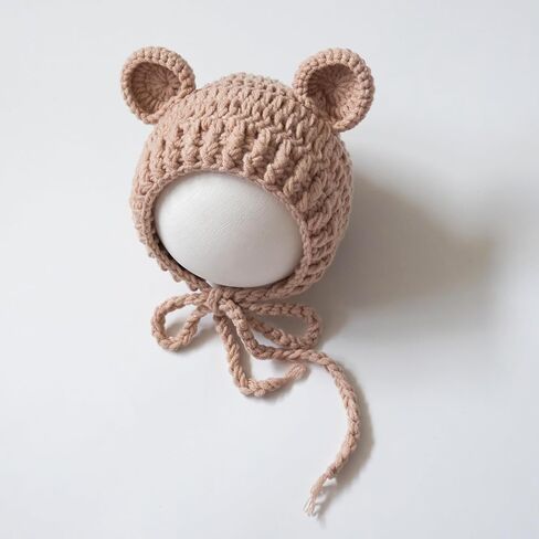 Zeroest Newborn Baby Boy Girl Photography Props Bear Hat Outfits Crochet Kint Handmade Cap Set for Newborn Photo Shoot in Kuwait