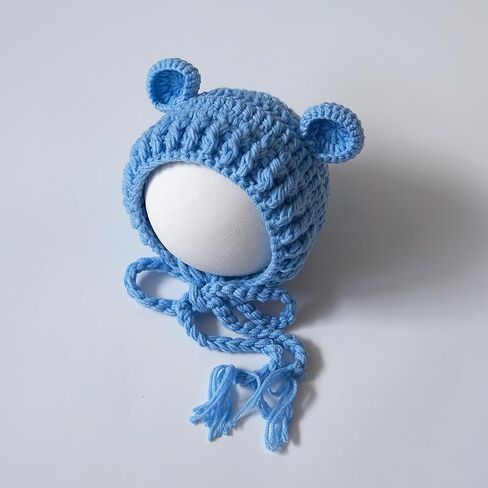 Zeroest Newborn Baby Boy Girl Photography Props Bear Hat Outfits Crochet Kint Handmade Cap Set for Newborn Photo Shoot in Kuwait