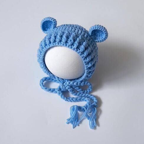 Zeroest Newborn Baby Boy Girl Photography Props Bear Hat Outfits Crochet Kint Handmade Cap Set for Newborn Photo Shoot in Kuwait