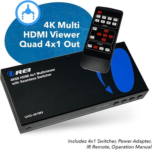 شاشة معالج جدار الفيديو OREI 4K 2x2 HDMI أو USB-C تصل إلى 4K 60 هرتز 2x1، 1x2، 1x3، 1x4 تدعم استخلاص الصوت RS-232 بتدوير 180 درجة (UHD-14VW) in Saudi Arabia