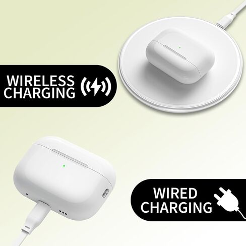 Wireless Charging Case for Airpods Pro 1st & 2nd Generation with Cleaning Kit, 660 mAh Battery, Sync Button, Replacement Airpods Pro 2/1 Gen Case Only, White in Saudi Arabia