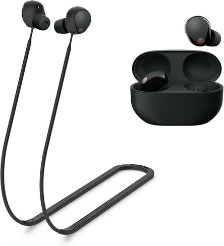 حزام WOFRO المضاد للفقد لسماعات الأذن Sony WF-1000XM5، ملحقات حبل من السيليكون الناعم الرياضية المتوافقة مع سماعات الأذن Sony WF-1000XM5 المانعة للضوضاء وحبل الرقبة (أسود) in Kuwait