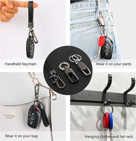 3 Pack Leather Keychain Universal Key Chains for Car Keys Woven Strap Braided Rope Leather Key Chain for Men and Women Key Fob keychain Holder With 5 Keyrings,5 Anti-Lost D-Ring in Saudi Arabia