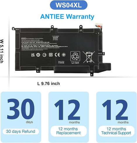 ANTIEE WS04XL Laptop Battery for HP Spectre X360 14-EA 14T-EA000 14-EA0007NA 14-EA0002NI 14-EA0002NX 14-EA0003NS 14-EA0520NA 14-EA0378NG 14-EA0023DX 14-EA0051TU HSTNN-DB9Z L97352-2D1 L97357-005 in Saudi Arabia