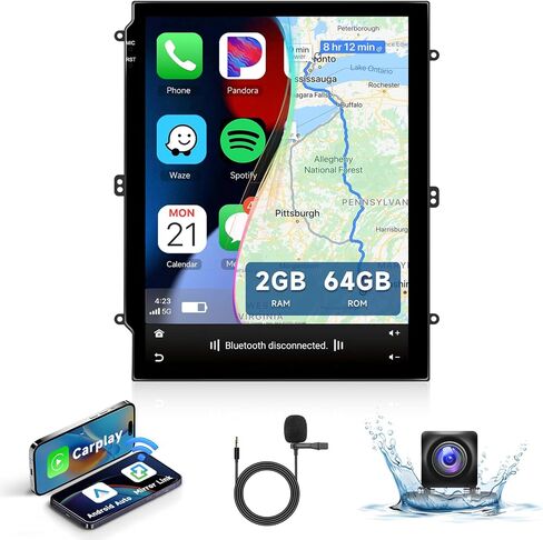2G 64G Android Car Stereo Double Din Wireless Carplay وAndroid Auto، Hodozzy 9.7 بوصة شاشة لمس عمودية راديو السيارة 2 Din مع وصلة مرآة بلوتوث WiFi GPS HiFi FM/RDS راديو SWC+كاميرا احتياطية in Saudi Arabia