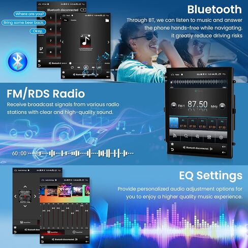 2G 64G Android Car Stereo Double Din Wireless Carplay وAndroid Auto، Hodozzy 9.7 بوصة شاشة لمس عمودية راديو السيارة 2 Din مع وصلة مرآة بلوتوث WiFi GPS HiFi FM/RDS راديو SWC+كاميرا احتياطية in Saudi Arabia