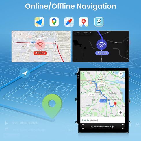 2G 64G Android Car Stereo Double Din Wireless Carplay وAndroid Auto، Hodozzy 9.7 بوصة شاشة لمس عمودية راديو السيارة 2 Din مع وصلة مرآة بلوتوث WiFi GPS HiFi FM/RDS راديو SWC+كاميرا احتياطية in Saudi Arabia