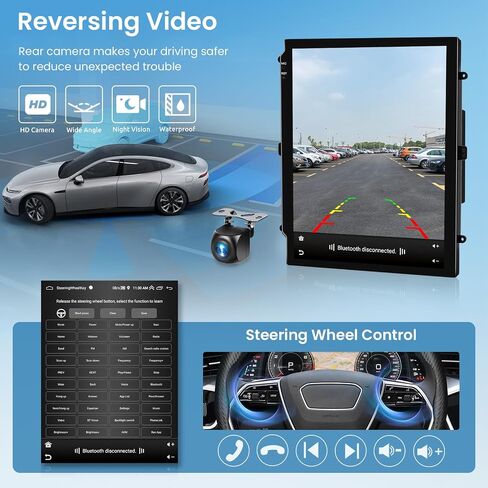 2G 64G Android Car Stereo Double Din Wireless Carplay وAndroid Auto، Hodozzy 9.7 بوصة شاشة لمس عمودية راديو السيارة 2 Din مع وصلة مرآة بلوتوث WiFi GPS HiFi FM/RDS راديو SWC+كاميرا احتياطية in Saudi Arabia