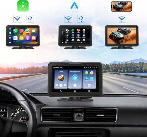 ستيريو سيارة محمول 7 بوصة، CarPlay & Android Auto، أجهزة استقبال صوت السيارة بشاشة تعمل باللمس مع AirPlay، جهاز إرسال FM، AUX، بلوتوث، كاميرا احتياطية - P3 in Saudi Arabia