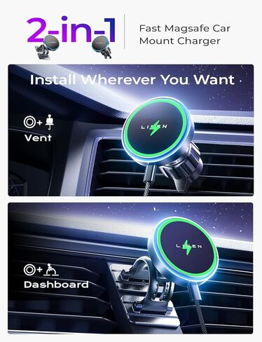 LISEN for 15W MagSafe Car Mount Charger,Universal iPhone Magnetic Wireless Car Charger,MagSafe Charging Mount Wireless for iPhone 16 Pro Max Accessories Fits iPhone 16 15 14 13 12,Matte Purple in Saudi Arabia