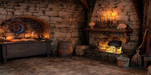 BELECO 7x5ft Fabric Spooky Witch Cottage Backdrop Halloween Magic Room Witch Kitchen Fireplace Magical Potion Books Candle Skulls Sorcerer Photography Background Witch Party Decorations Photo Props in Saudi Arabia
