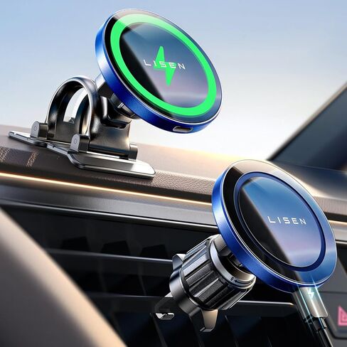 LISEN for 15W MagSafe Car Mount Charger,Universal iPhone Magnetic Wireless Car Charger,MagSafe Charging Mount Wireless for iPhone 16 Pro Max Accessories Fits iPhone 16 15 14 13 12,Matte Purple in Saudi Arabia