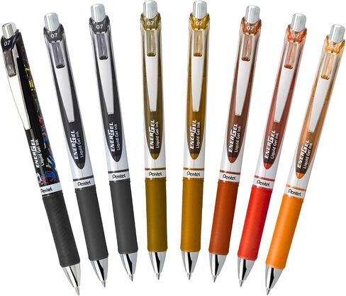 EnerGel RTX Retractable Liquid Gel Pen, Creator Expressions Pack, 0.7mm, Metal Tip, Medium Line, Assorted Ink, Pack of 8 Pens (BL77XRIGBP8M) in Saudi Arabia