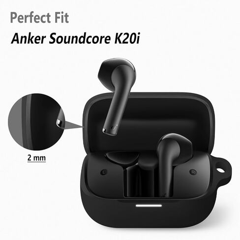 Geiomoo Silicone Case for Anker Soundcore K20i, Protective Cover with Carabiner (Black) in Saudi Arabia