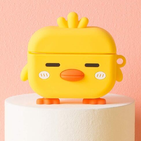 LUVI for AirPods Pro Case Cute Cartoon Lovely Duck Chicken Soft Rubber Silicone Flexible 3D Cover with Hand Strap Support Wireless Charging Luxury Fashion Skin for AirPods Pro 2019 Yellow in Saudi Arabia