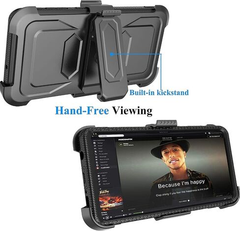 Lothartech for LG V60 ThinQ Phone Case Tempered Glass Screen Protector, Heavy Duty Armor Protective Shock Absorption Belt Swivel Clip Holster Cover Black in Saudi Arabia