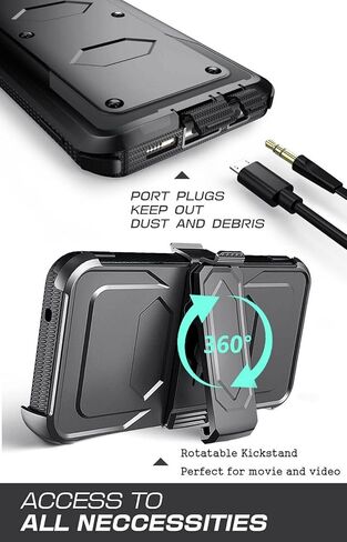 Lothartech for LG V60 ThinQ Phone Case Tempered Glass Screen Protector, Heavy Duty Armor Protective Shock Absorption Belt Swivel Clip Holster Cover Black in Saudi Arabia