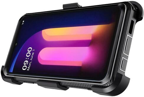 Lothartech for LG V60 ThinQ Phone Case Tempered Glass Screen Protector, Heavy Duty Armor Protective Shock Absorption Belt Swivel Clip Holster Cover Black in Saudi Arabia
