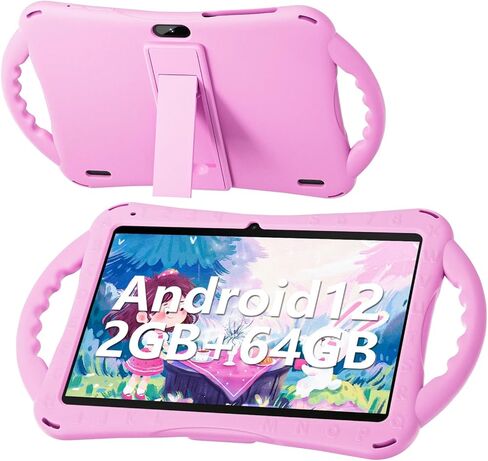 SGIN 10 Inch Kids Tablet with Case, 2GB RAM 64GB ROM Android 12 Tablet for Kids, 1280 * 800 IPS, 5000mAh, 2+5MP Camera, 2.4/5G WiFi(Pink) in Kuwait