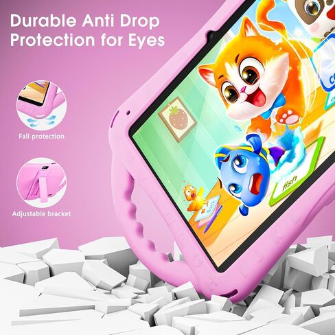 SGIN 10 Inch Kids Tablet with Case, 2GB RAM 64GB ROM Android 12 Tablet for Kids, 1280 * 800 IPS, 5000mAh, 2+5MP Camera, 2.4/5G WiFi(Pink) in Kuwait