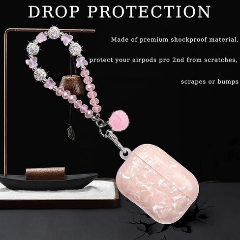 حافظة لطيفة لجهاز Airpod Pro مع غطاء بناتي بحبل لؤلؤي متوافق مع AirPods Pro الجيل الأول (2019) غلاف للنساء in Kuwait
