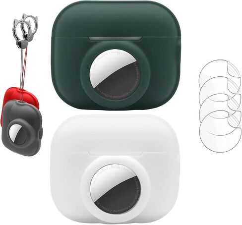 حافظة AirPods Pro 2 باللون الأزرق المتوهج مع حامل بطاقة هوائية، غطاء سيليكون 2 في 1 مع حبلين، 4 قطع واقي شاشة أمامي لعلامة Airtag، حقيبة حمل، مضادة للضياع، متوهجة في الليل in Kuwait