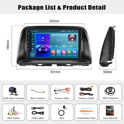 2+64G Android 13 Car Stereo for Mazda CX-5 2012-2015 with Wireless CarPlay Android Auto, 9" IPS Touchscreen in Dash GPS Radio with WiFi Mirror Link Bluetooth FM RDS EQ SWC Backup Camera in Saudi Arabia