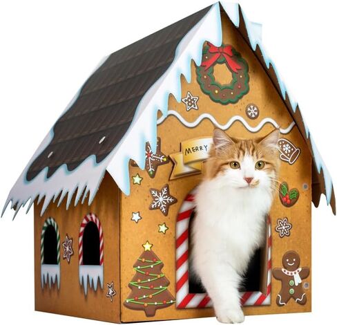 SMILE PAWS Cat Beds for Indoor Cats, Cardboard Cat House with Scratchers, Psychic House, Large Sturdy Cat Furniture Condo Cave Tent, Easy to Assemble Pet Toys Accessories Stuffs, Bunny Small Animals in Saudi Arabia