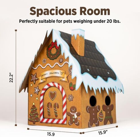 SMILE PAWS Cat Beds for Indoor Cats, Cardboard Cat House with Scratchers, Psychic House, Large Sturdy Cat Furniture Condo Cave Tent, Easy to Assemble Pet Toys Accessories Stuffs, Bunny Small Animals in Saudi Arabia