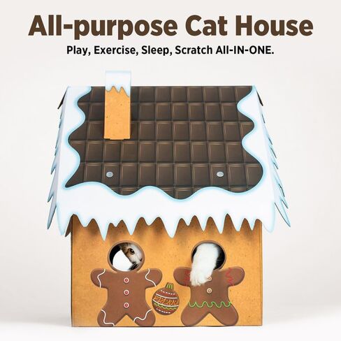 SMILE PAWS Cat Beds for Indoor Cats, Cardboard Cat House with Scratchers, Psychic House, Large Sturdy Cat Furniture Condo Cave Tent, Easy to Assemble Pet Toys Accessories Stuffs, Bunny Small Animals in Saudi Arabia