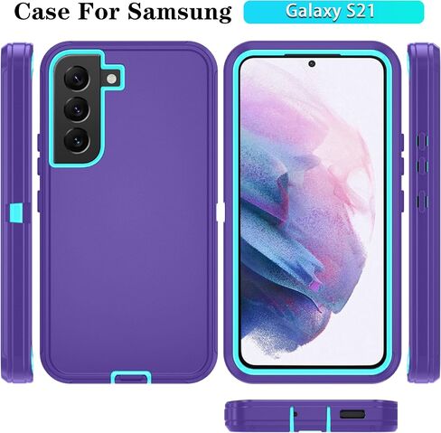 ONOLA for Samsung Galaxy S21 Case with HD Screen Protector, for Samsung S21 Phone Case, [3 in 1] Heavy Duty Phone Case for Galaxy S21 6.2",PurpleSkyblue in Saudi Arabia