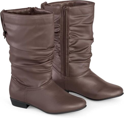 Collections Etc Faux Leather Mid Calf Slouch Boots w/Low Heel in Saudi Arabia