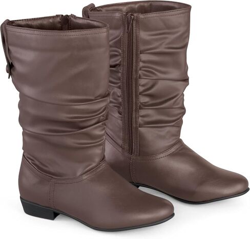 Collections Etc Faux Leather Mid Calf Slouch Boots w/Low Heel in Saudi Arabia