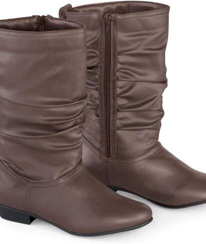 Collections Etc Faux Leather Mid Calf Slouch Boots w/Low Heel in Saudi Arabia
