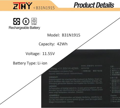 استبدال بطارية الكمبيوتر المحمول ZTHY C31N1915 B31N1915 لجهاز Asus ExpertBook L1 L1400CDA L1500CDA BR1100CKA BR1100FKA B1 B1400 B1400CEAE B1500 B1500ceca B1508c B1400CE B1400cba B1408c 11.55V 42Wh 3640 مللي أمبير in Saudi Arabia