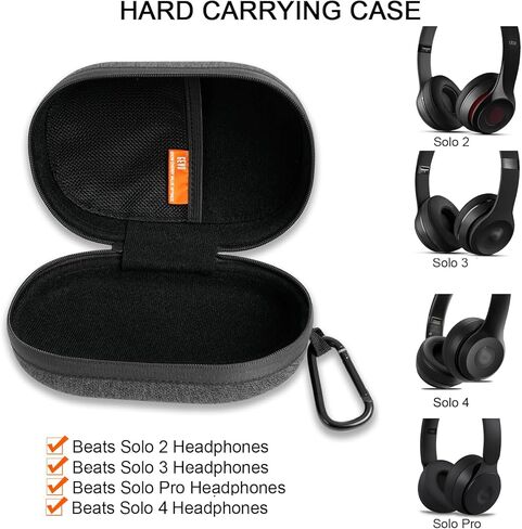 GEVO Travel Case for Solo 2 3 4 Headphones, Hard Carrying Case for Beats Solo 2 /Solo3 /Solo 4 /Solo Pro On-Ear Wireless Headsets Protective Bag - Black in Kuwait