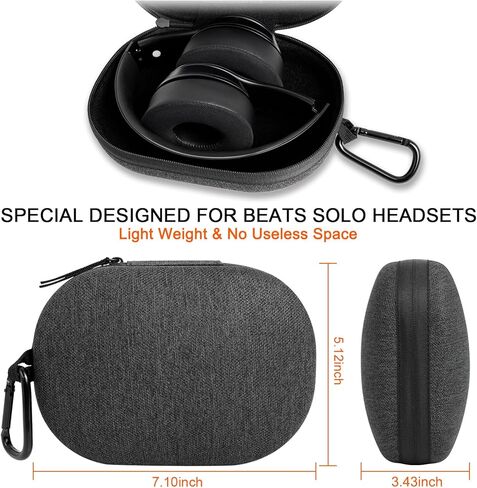 GEVO Travel Case for Solo 2 3 4 Headphones, Hard Carrying Case for Beats Solo 2 /Solo3 /Solo 4 /Solo Pro On-Ear Wireless Headsets Protective Bag - Black in Kuwait